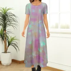 Short Sleeve Round-neck Long Dress thumbnail 1