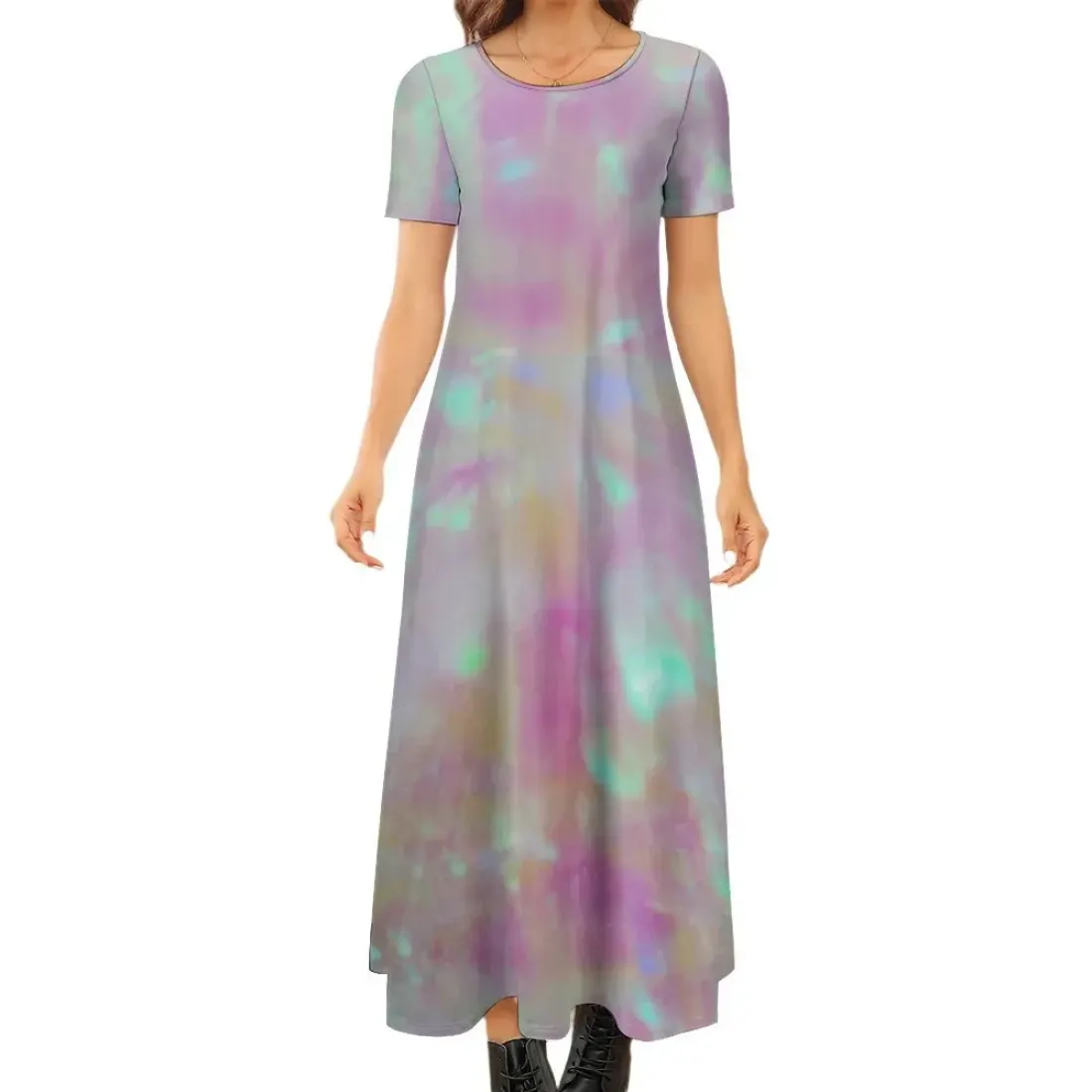 Short Sleeve Round-neck Long Dress — photo 2