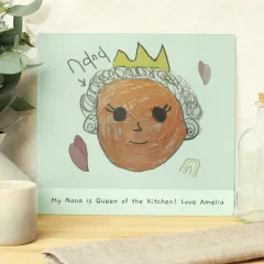 Personalised Childrens Drawing Glass Chopping Board, Photo Upload Worktop Saver Gift thumbnail 3