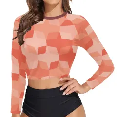 All-Over Print Long Sleeve Crop Top(Model S27) thumbnail 1