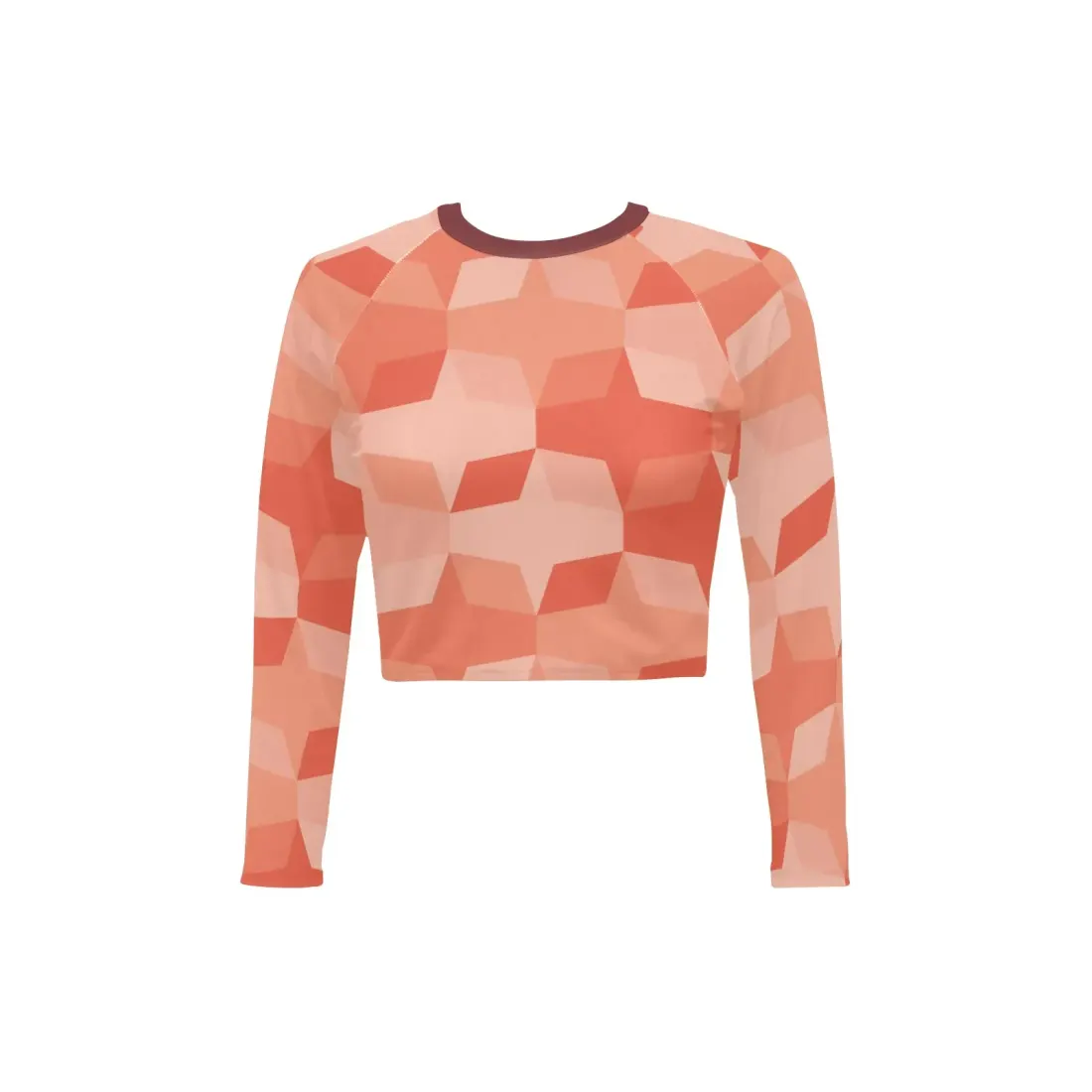 All-Over Print Long Sleeve Crop Top(Model S27) — photo 3