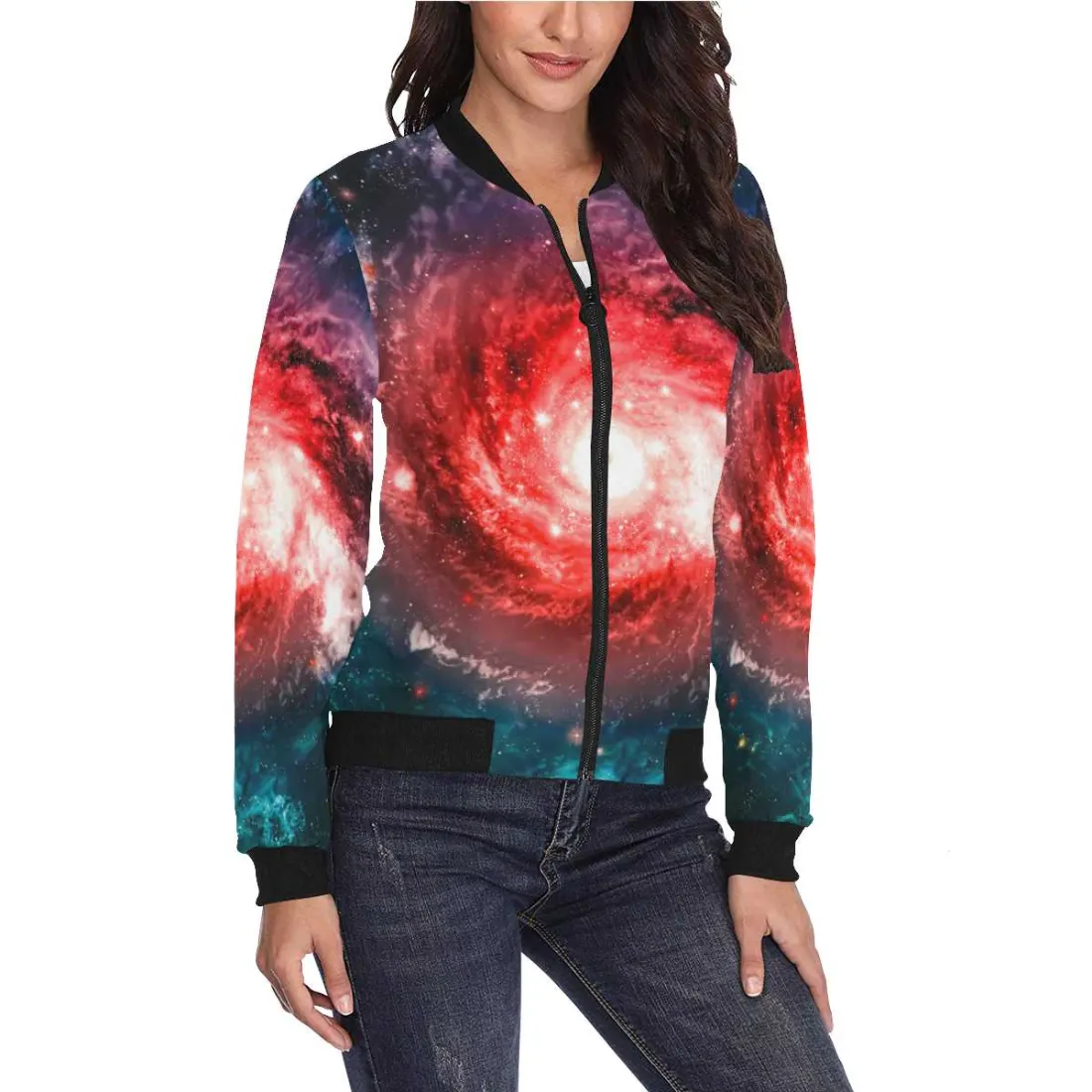Women's All Over Print Bomber Jacket(Model H36)