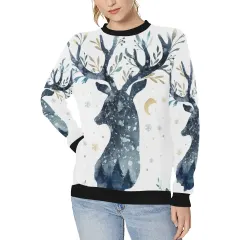 Women's Rib Cuff Crew Neck Sweatshirt (H34) thumbnail 1