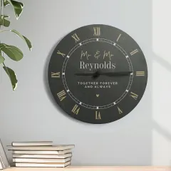 Personalized Slate Clock, Roman Numeral Modern Home Decor, Wedding Anniversary Gift thumbnail 1