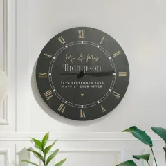 Personalized Slate Clock, Roman Numeral Modern Home Decor, Wedding Anniversary Gift thumbnail 3