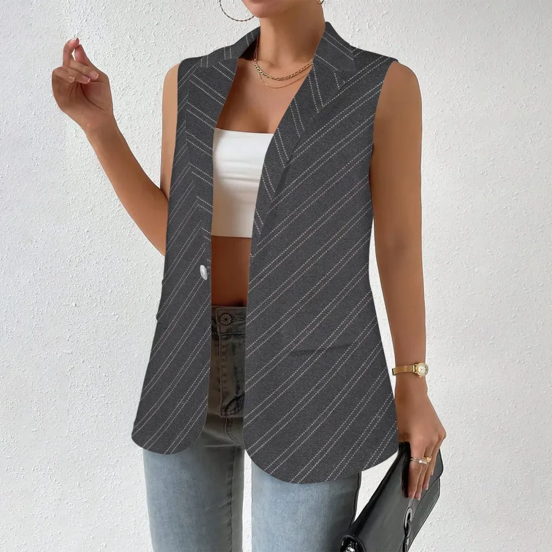 Women Sleeveless Suit Vest (Model H71) — photo 2