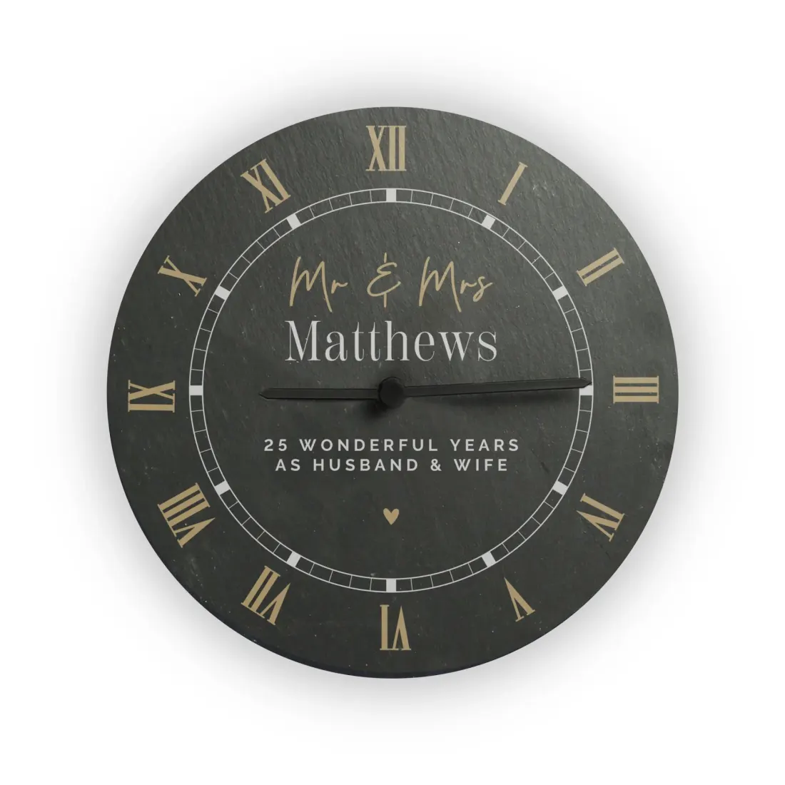 Personalized Slate Clock, Roman Numeral Modern Home Decor, Wedding Anniversary Gift — photo 4