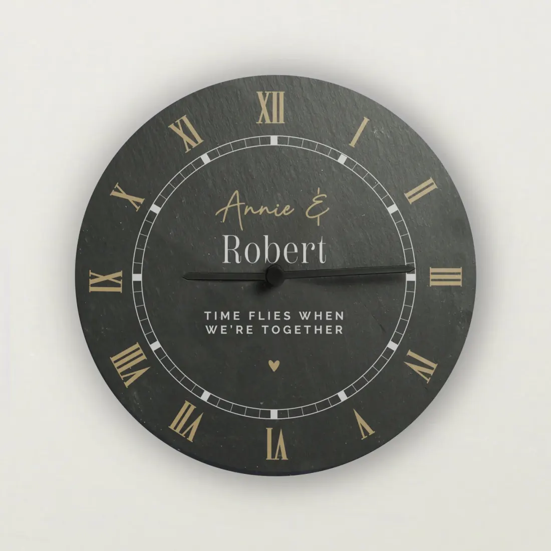 Personalized Slate Clock, Roman Numeral Modern Home Decor, Wedding Anniversary Gift — photo 5