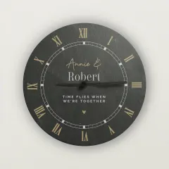 Personalized Slate Clock, Roman Numeral Modern Home Decor, Wedding Anniversary Gift thumbnail 5
