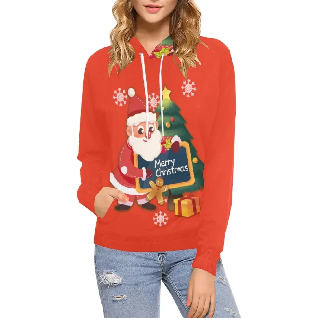 Women's All Over Print Hoodie (USA Size) (Model H13)