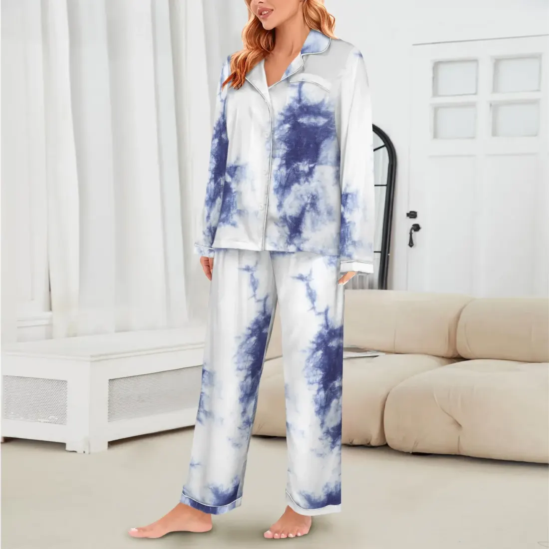 Women's Long Sleeve Satin Pajama Set — photo 2