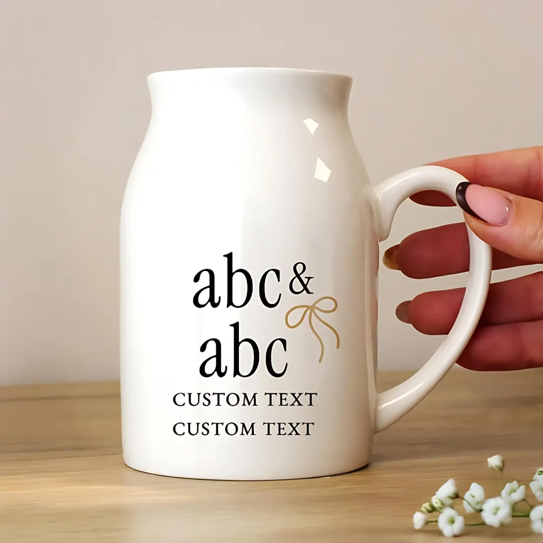 Personalised Mr & Mr Ceramic Jug Vase, Black Gold Wedding Gift — photo 2