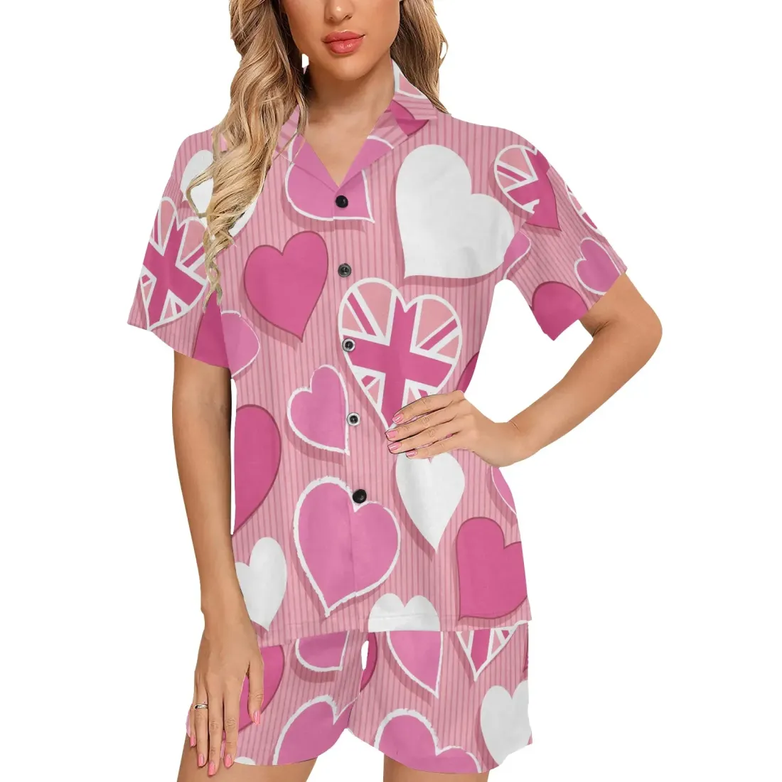 Women's V-Neck Short Pajama Set (ModelSets 11)