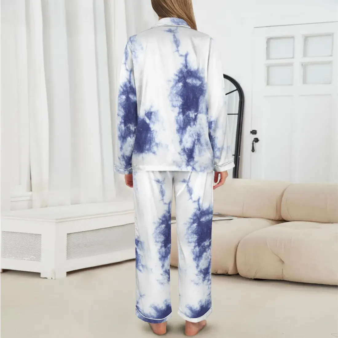 Women's Long Sleeve Satin Pajama Set — photo 3
