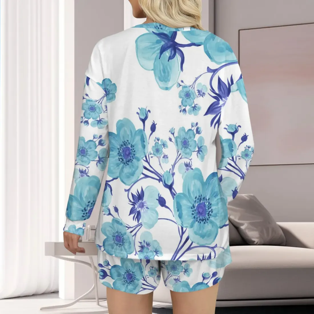 Long Sleeve & Lace-up Shorts Pajama Sets — photo 3
