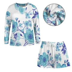 Long Sleeve & Lace-up Shorts Pajama Sets thumbnail 4