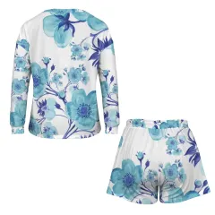 Long Sleeve & Lace-up Shorts Pajama Sets thumbnail 5
