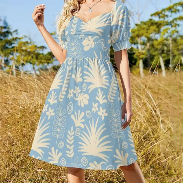 Sweetheart Neck Puff Sleeve Dress (B271)