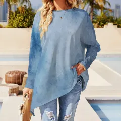Women's Asymmetric Hem Long Sleeve Top thumbnail 2