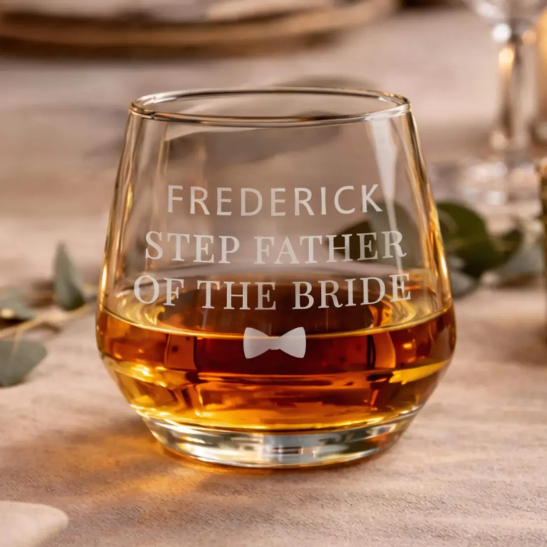 Custom Wedding Whisky Glass, Engraved Bow Tie Tumbler Gift for Groomsmen and Bridal Party — photo 4