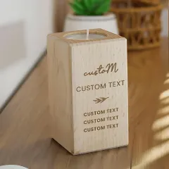 Personalised Wedding Engraved Wooden Tealight Holder thumbnail 2