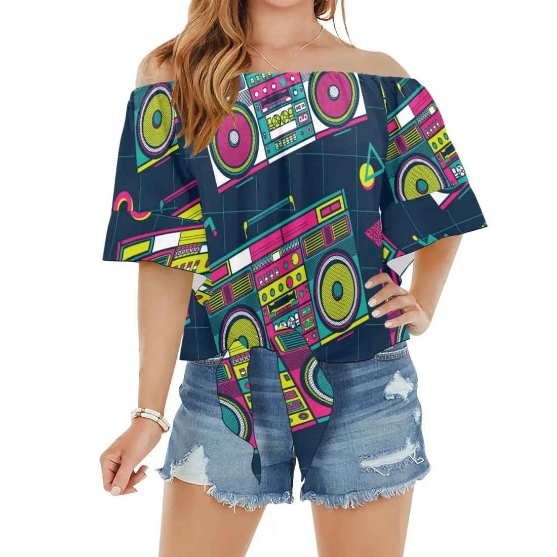 Off Shoulder Knot Front Blouse Top (Model T71)