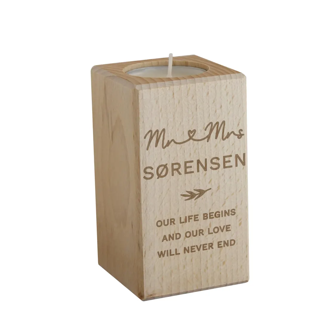 Personalised Wedding Engraved Wooden Tealight Holder — photo 5