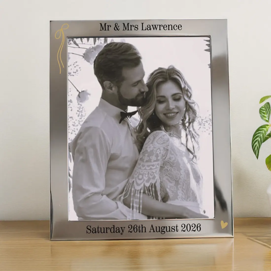 Personalised Black and Gold 8x10 Photo Frame, Custom Wedding Picture Frame Gift for Couples