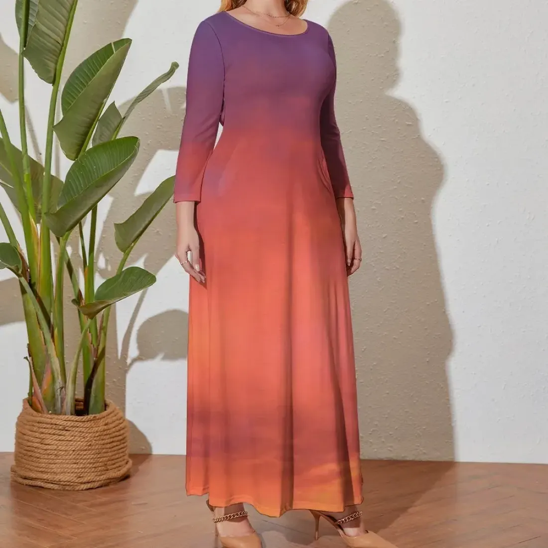 Plus Size Loose-Fit Long Sleeve Dress — photo 2