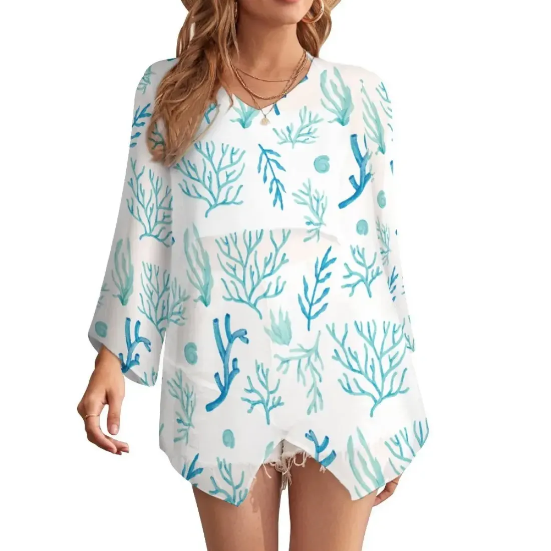 Loose-Fit Chiffon Long-Sleeve Top — photo 2