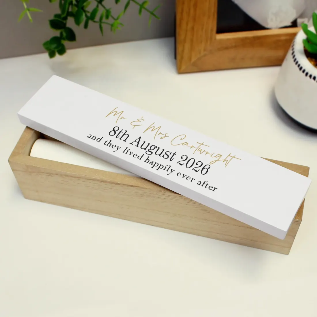 Personalised Black and Gold Certificate Holder, Custom Wedding Certificate Keepsake Box — photo 3