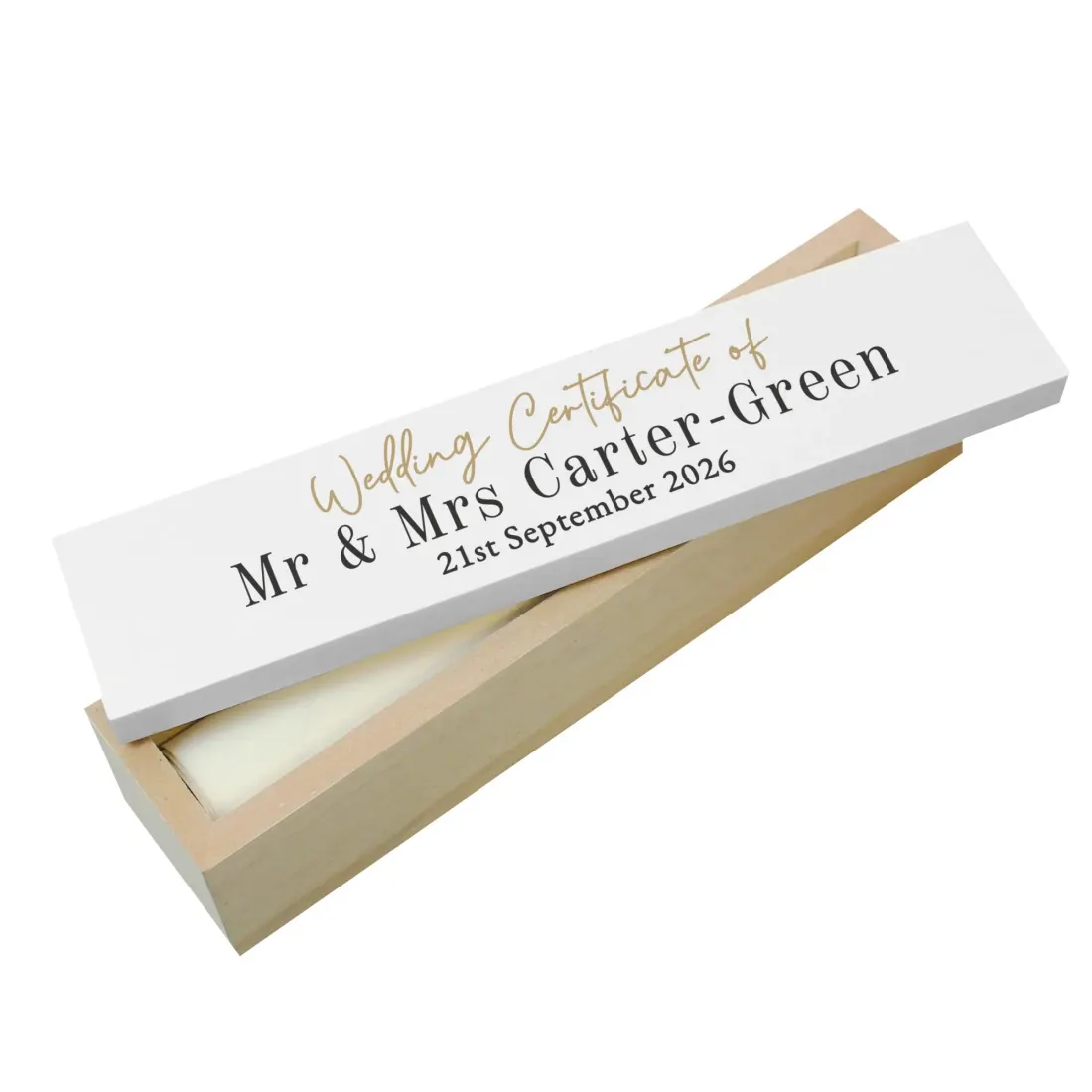 Personalised Black and Gold Certificate Holder, Custom Wedding Certificate Keepsake Box — photo 4