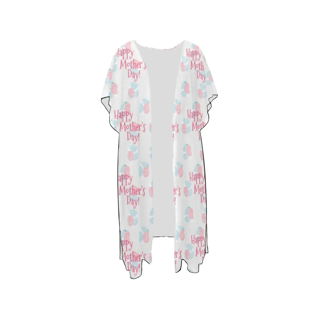 Mid-Length Side Slits Chiffon Cover Up (Model H50) — photo 3