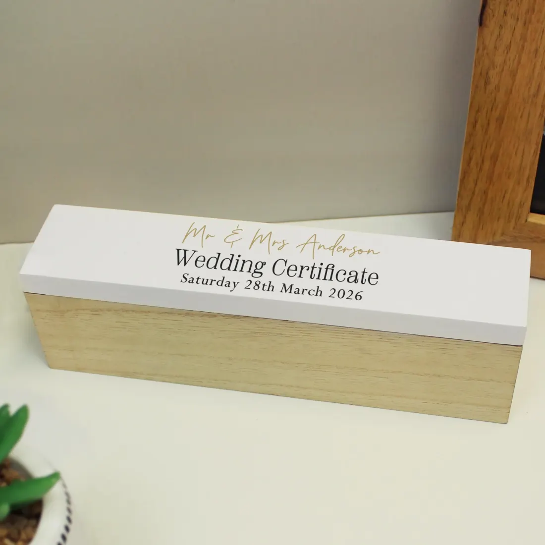Personalised Black and Gold Certificate Holder, Custom Wedding Certificate Keepsake Box — photo 5