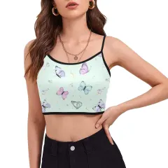 Women's Spaghetti Strap Crop Top (ModelT67) thumbnail 1