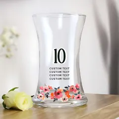Personalised Floral Big Age Waisted Vase, Custom Number Glass Flower Vase Birthday Gift thumbnail 2
