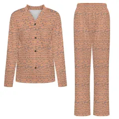 Women's V- Neck Long Sleeve Pajama Set thumbnail 2