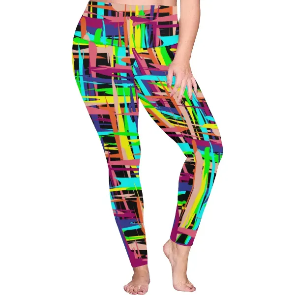 Women's High Waist Leggings(ModelL44)(Plus Size)