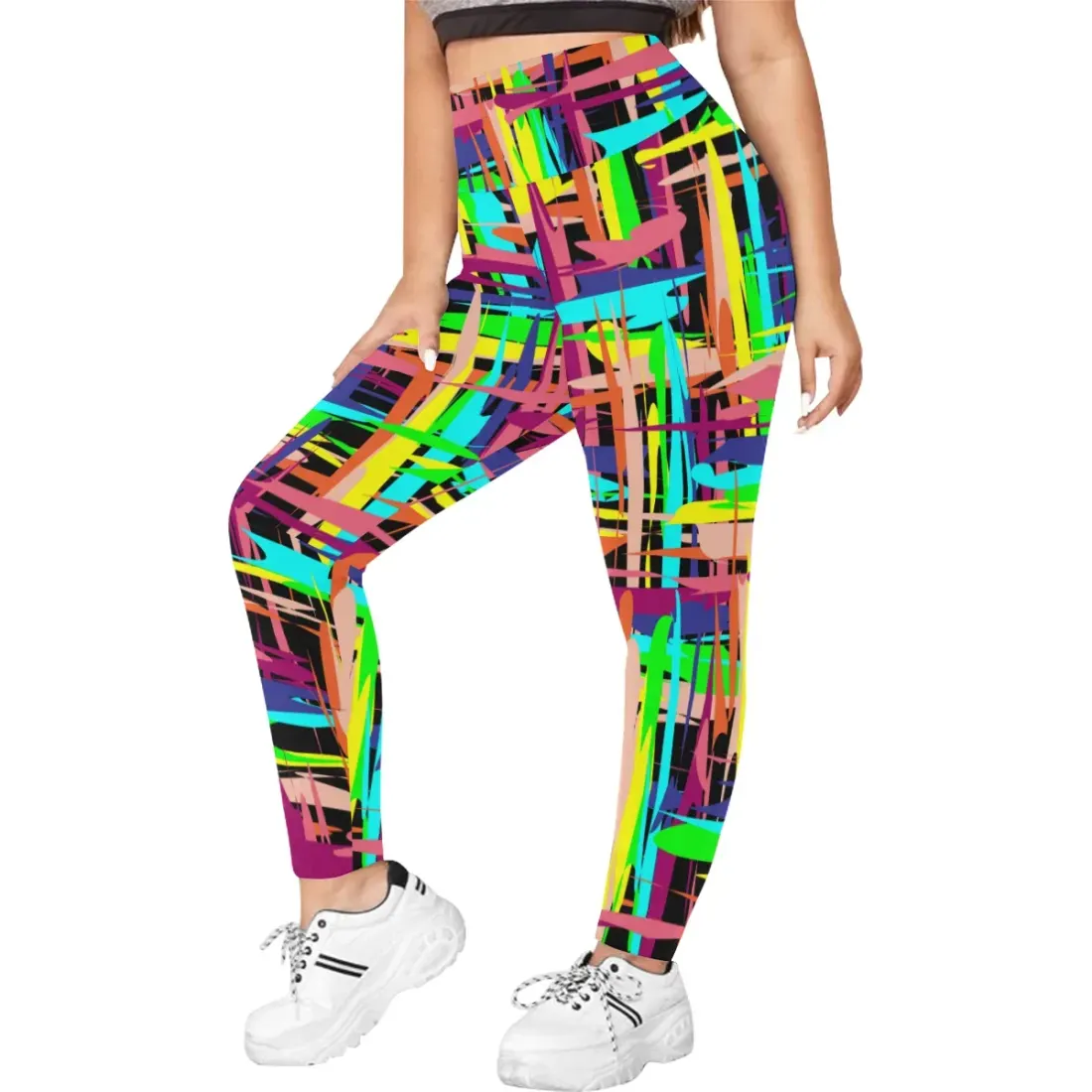 Women's High Waist Leggings(ModelL44)(Plus Size) — photo 2