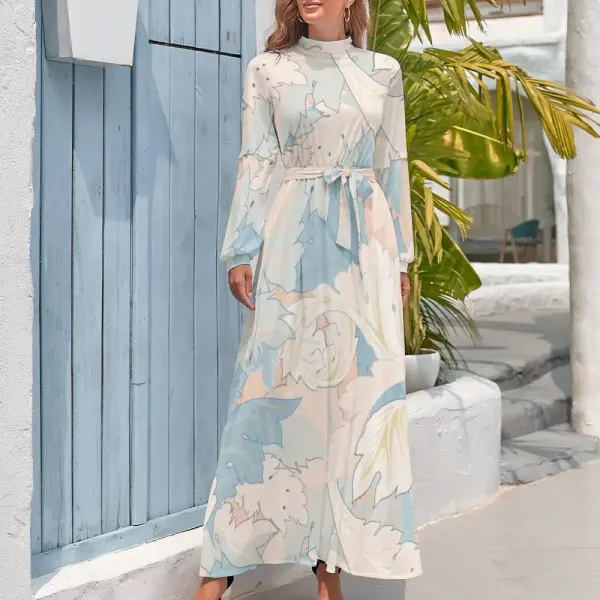 Long Sleeve High Neck Long Dress