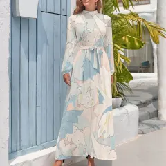 Long Sleeve High Neck Long Dress thumbnail 1