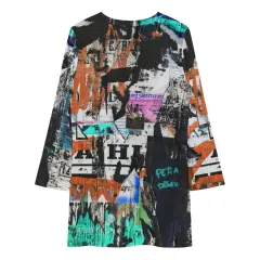 Long Sleeve Patchwork T-shirt Dress thumbnail 3