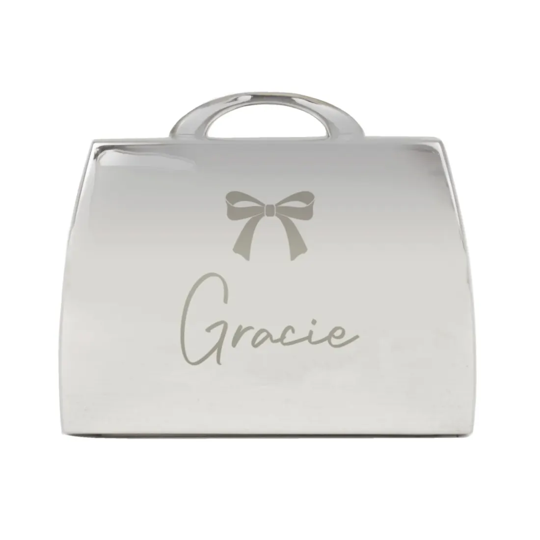 Personalised Bow Handbag Compact Mirror, Engraved Name Purse Mirror Gift for Her — photo 5