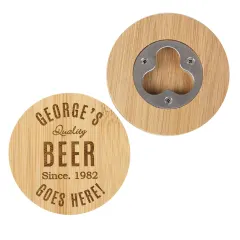 Personalised Free Text Bamboo Bottle Opener Coaster, Custom Engrave Text Gifts thumbnail 6