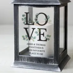 Personalised LOVE LED Black Lantern, Custom Engraved Wedding Gift, Romantic Memory Light Decor, Anniversary Keepsake Lantern thumbnail 3