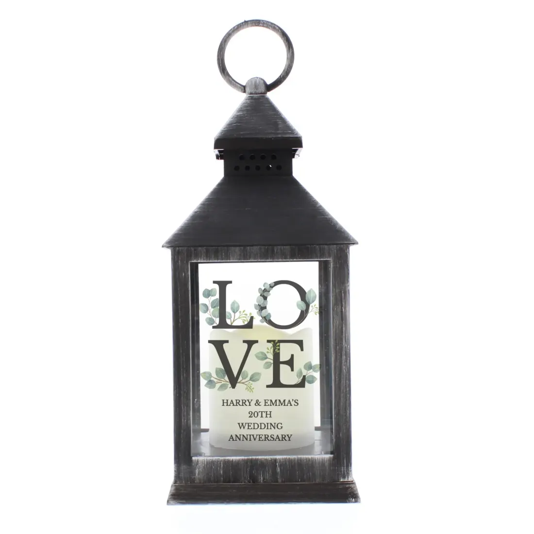 Personalised LOVE LED Black Lantern, Custom Engraved Wedding Gift, Romantic Memory Light Decor, Anniversary Keepsake Lantern — photo 6