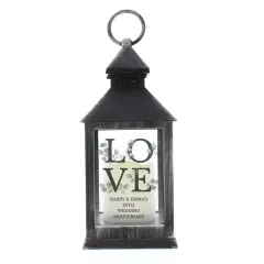 Personalised LOVE LED Black Lantern, Custom Engraved Wedding Gift, Romantic Memory Light Decor, Anniversary Keepsake Lantern thumbnail 6