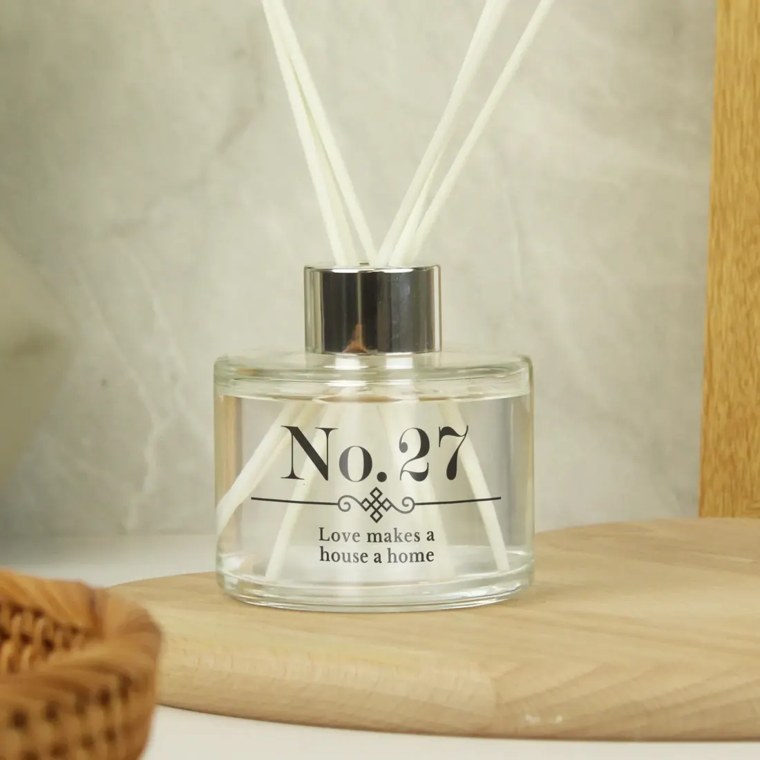 Personalised Diamond Reed Diffuser Bottle, Custom Engraved Elegant Home Fragrance Gift