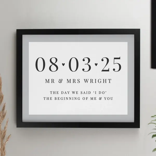 Personalised Special Date Poster Frame, Custom Wedding Date Print, Engraved Couple Keepsake