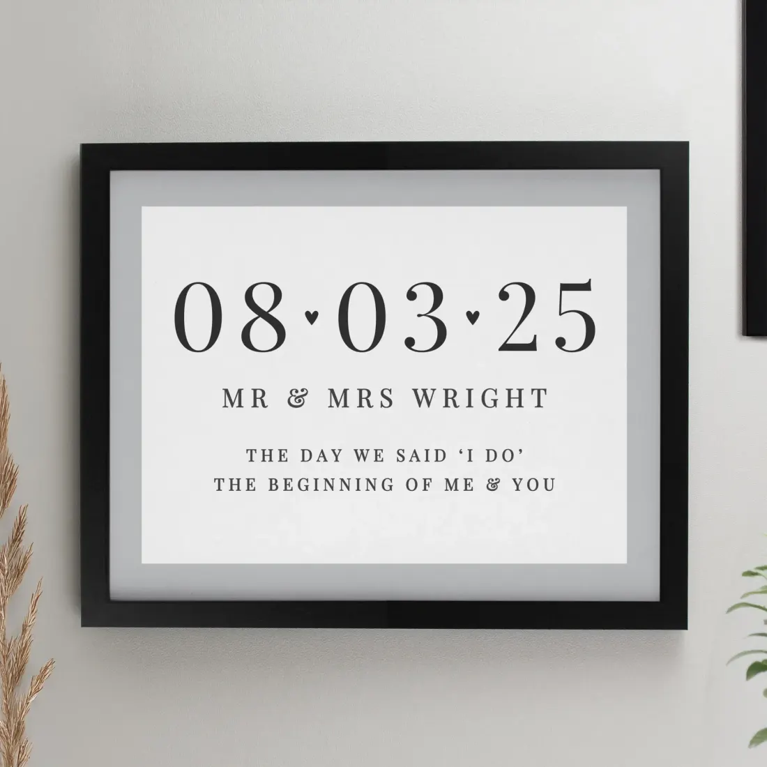 Personalised Special Date Poster Frame, Custom Wedding Date Print, Engraved Couple Keepsake